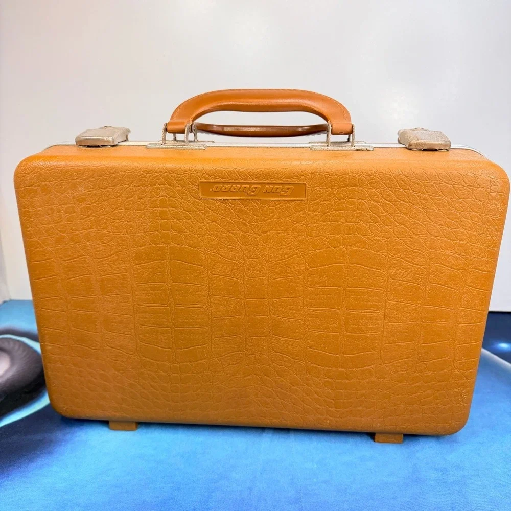 Vintage Doskocil Gun Guard Orange Faux Alligator Hard Case Briefcase Foam Box